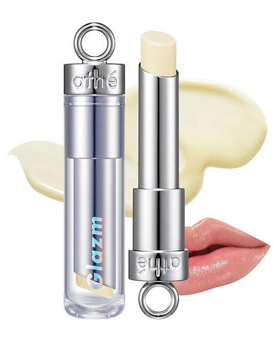 ATHE Glazm Lipbalm Stick - Vegan Glow Korean Lip Balm - Plumping, Volumizing & Highly Pigmented Lipstick - Soft Melting, Buildable Formula - Plant-Derived, Cruelty-Free, 0.12oz. (00 Thrilling)