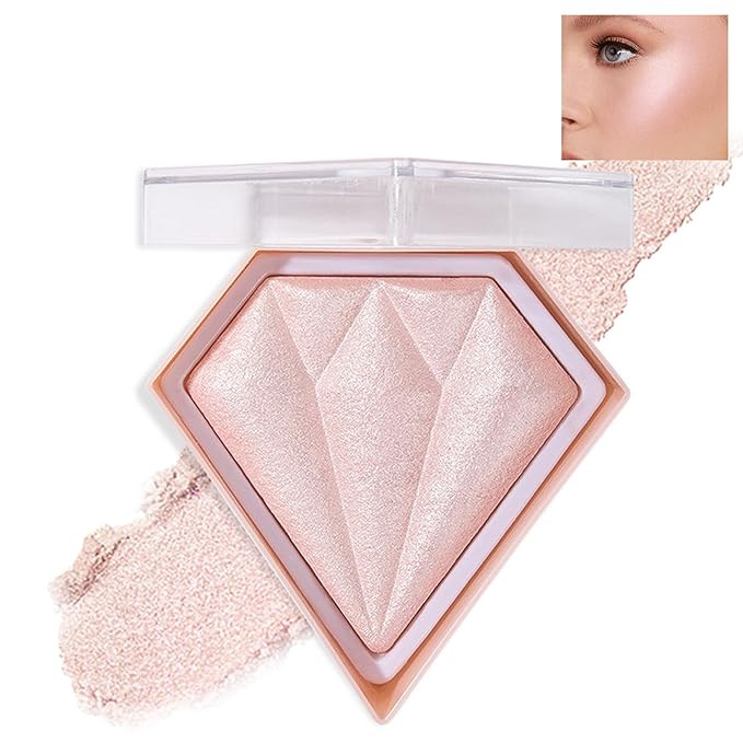 White Highlighter Makeup Palette Face Highlighter Powder Iluminadores De Maquillaje Narutal Shimmer Glitter Highlighter Blush Powder Makeup Palette-03 Fairy Pink