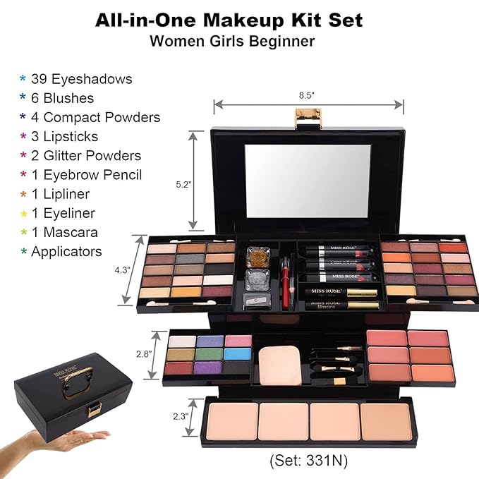 M 58 Color Professional Makeup pallet, Makeup Kit for Women Full Kit, All In One Makeup Kit Set, Makeup Gift Set for women girls (331N)
