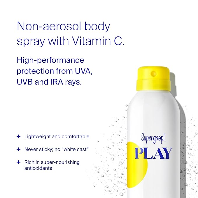 Supergoop! PLAY Antioxidant Body Mist w/Vitamin C - 6 fl oz - SPF 50 PA++++ Broad Spectrum Sunscreen - Body Spray - Great for Active Days
