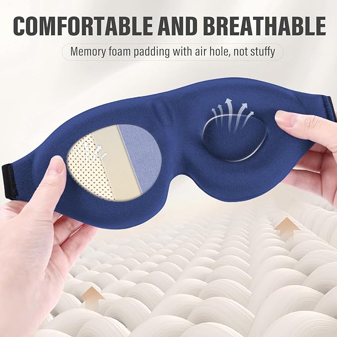 YIVIEW Sleep Mask for Side Sleeper, Complete Light Blocking 3D Pink Sleeping Eye Mask, Soft Breathable Eye Cover for Women Men, Relaxing Zero Pressure Night Blindfold