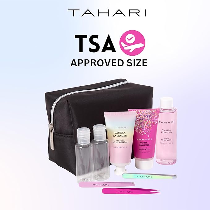 Tahari Spa Gift Set for Women, Vanilla Lavender Spa Set, Bath Kit for Women Gift Set Includes Body Lotion, Body Wash, Hand Cream, Lotion Gift Set for Women, Birthday Gifts For Women - (Black)