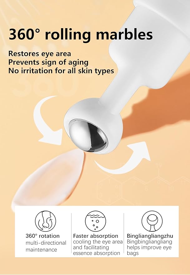 Snail Peptide Eye Cream for Dark Circles, Puffiness and Wrinkle, Snail Mucin & Nicotinamide, Moisturizing, Hydrating, Firming, Massage Ball, 17ml