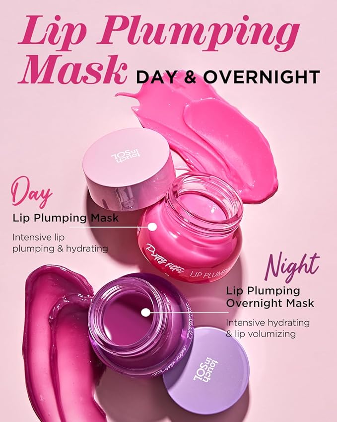 Touch in Sol Pretty Filter Overnight Lip Plumping Mask - Korean Lip Treatment Mask for Dry and Cracked Lips - Lip Volumizing and Intensive Nourishing with Shea Butter - Fig and Vanilla Scent