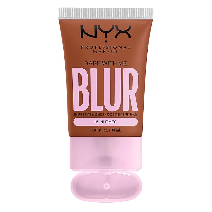 NYX PROFESSIONAL MAKEUP Bare With Me Blur Skin Tint Foundation Make Up with Matcha, Glycerin & Niacinamide - Nutmeg