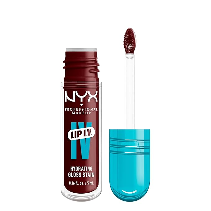 NYX PROFESSIONAL MAKEUP Lip IV Hydrating Glossy Lip Stain with 12HR Hydration - Water Bout Wine (Red)