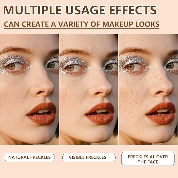 Freckle Stamp - Freckle Pen Waterproof, Long Lasting Fake Freckles, Quick Dry 5-Point Faux Freckles Stamp Cushion Stain Marker in One Press Natural and Lifelike Sunkissed Pencil Tool Makeup (#3-Dark)