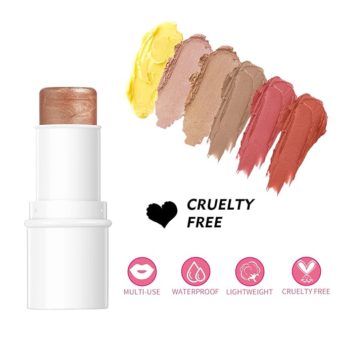 MEICOLY Makeup Sticks Kit, Contour Stick,Blush Stick, Highlight Stick,Facial Repair Bronzer Shading Stick, Cruelty Free Multi Stick Trio Cream Face Blush for Cheeks Lip Eye,02