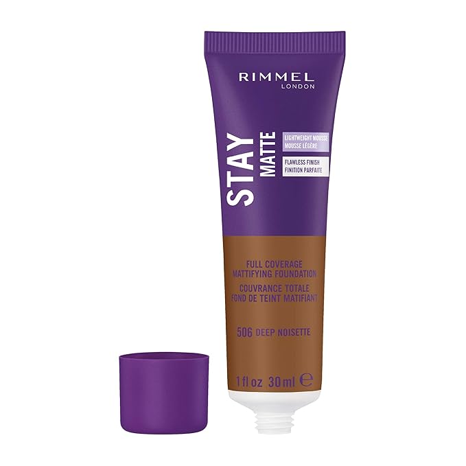 Rimmel London Stay Matte Liquid Mousse - 506 Deep Noisette - Foundation, Lightweight, Shine Control, Oil-Free, 1oz