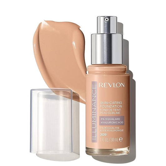 Revlon Illuminance Skin-Caring Liquid Foundation, Hyaluronic Acid, Hydrating and Nourishing Formula with Medium Coverage, 309 Toasted Beige (Pack of 1)