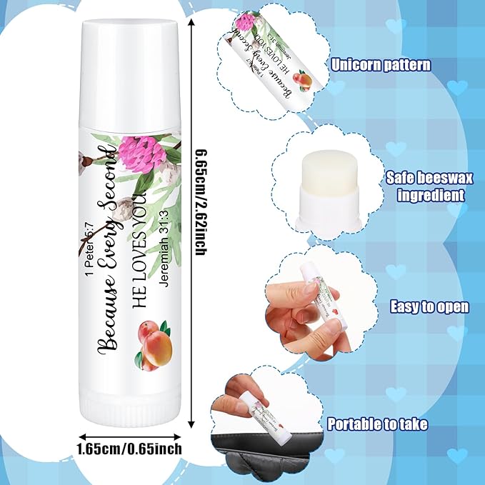 50 Pcs Lip Balm Bulk Christian Gift for Women Faith Religious Bible Verse Lip Balm Inspirational Gift Scripture Moisturizing Lip Care Product for Coworker Friend Sister Teacher Birthday