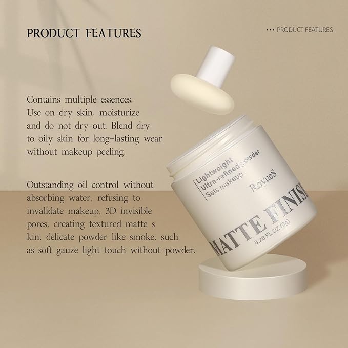 Nude Translucent Makeup Setting Powder, Waterproof High-Definition Traceless Powder Matte Setting Makeup, Long-Lasting Oil Control, Minimizes Pores and Fine Lines Loose Cosmetics, 03