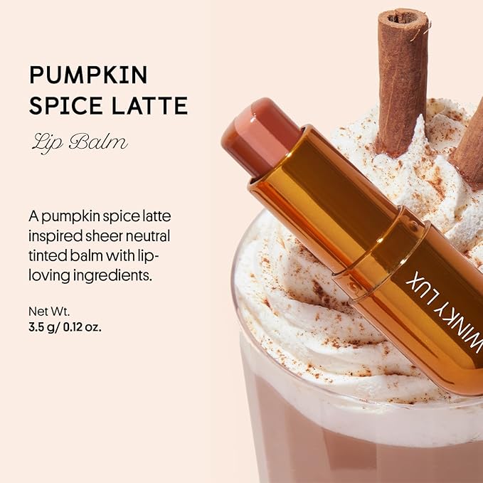 Winky Lux Pumpkin Spice Latte Tri-Color Tinted Lip Balm – Hydrating Balm, Sheer Pink Tint, Lip Care with Jojoba Oil & Vitamin E, Moisturizes & Softens Dry Lips, Buttery Soft with Pumpkin Spice Scent