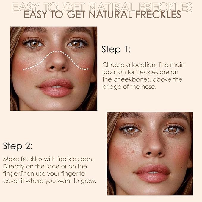2 Pack Freckle Pen,Liquid Face Fake Freckles Makeup Pen to Create Natural Freckle Makeup and Freck beauty,Fake Freckles Waterproof for Lifelike Sunkissed Makeup,Mole Pen (01Light+03Dark)