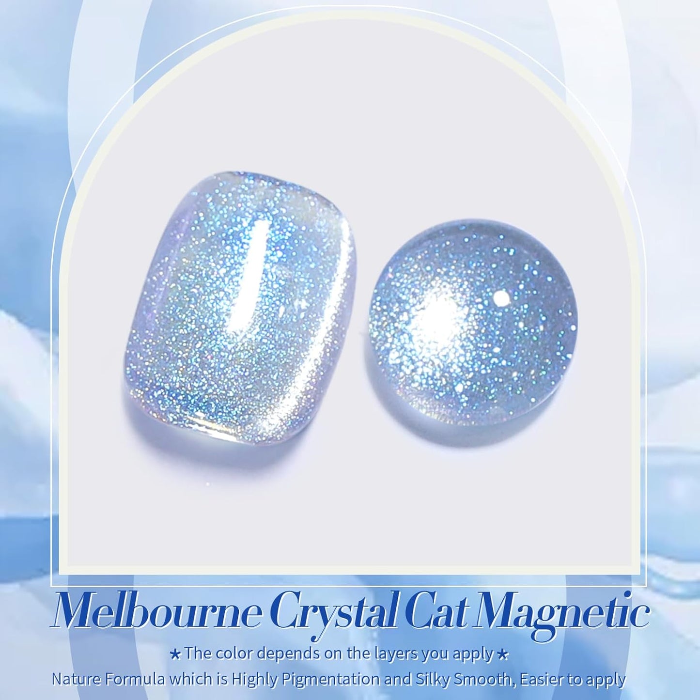 BORN PRETTY Cat Magnetic Eye Gel Nail Polish Light Blue Holographic Glitter Gel Polish Glass Magnetic Gel Gift 15ML