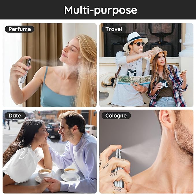 Segbeauty Glass Perfume Bottle Set, 5 Pack of 10ML Portable Perfume Travel Refillable, Empty Atomizer Sprayer for Perfume Cologne Dispenser, Travel Sample Bottles Perfume Making Kit with Refill Tool