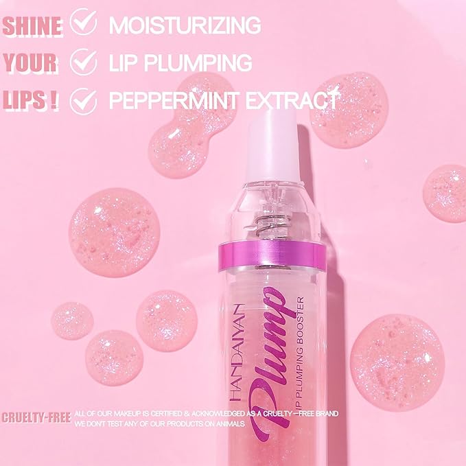 Glossy Finish Lip Glow Oil,Lip Plumping Booster Plump,Hydrating, Volumizes & High-Shine Lip Plumping Mirror Lip Glaze Lip Makeup,Lip Enhancer for Fuller, Lip Mask, Hydrating& Reduce Fine Lines (001#)