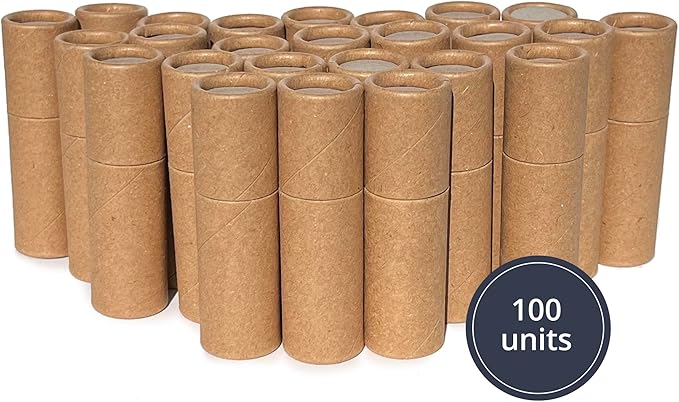 Push-Up Paperboard Lip Balm Tubes, Biodegradable Kraft Paper Lipstick Tube, Cardboard 0.5 Oz. (15 ml) Empty Container, Solid Perfume Tube, Sample Cosmetic Container, DIY Chapstick, Lipstick (300)