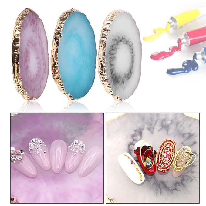 Nail Art Palette, Natural Resin Stone Nail Art Palette for Painting Placing Things Making Nail(Blue)