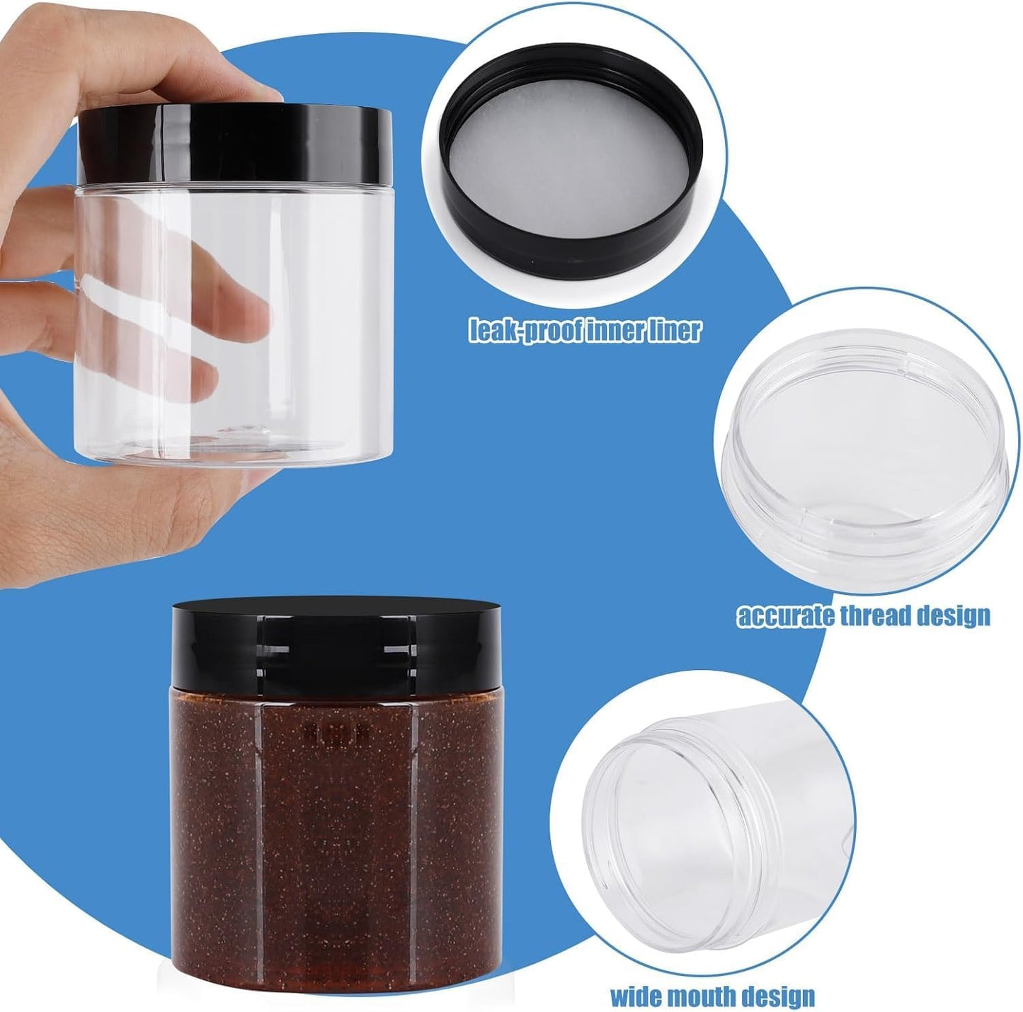 75 Pack 4 Oz Plastic Containers with Lids, OBKJJ Clear Travel Size Leak Proof Makeup Travel Containers BPA Free Cosmetic Slime Jars for Lotion, Cream, Body Butter, Makeup, Ointments (75)