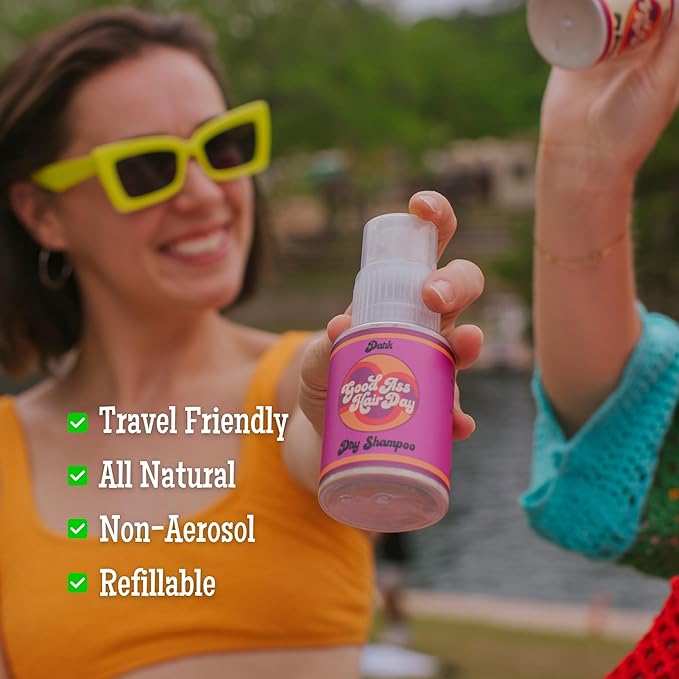 Powder Dark Dry Shampoo Bottle + Refill Bundle, All Natural, Handmade in WI