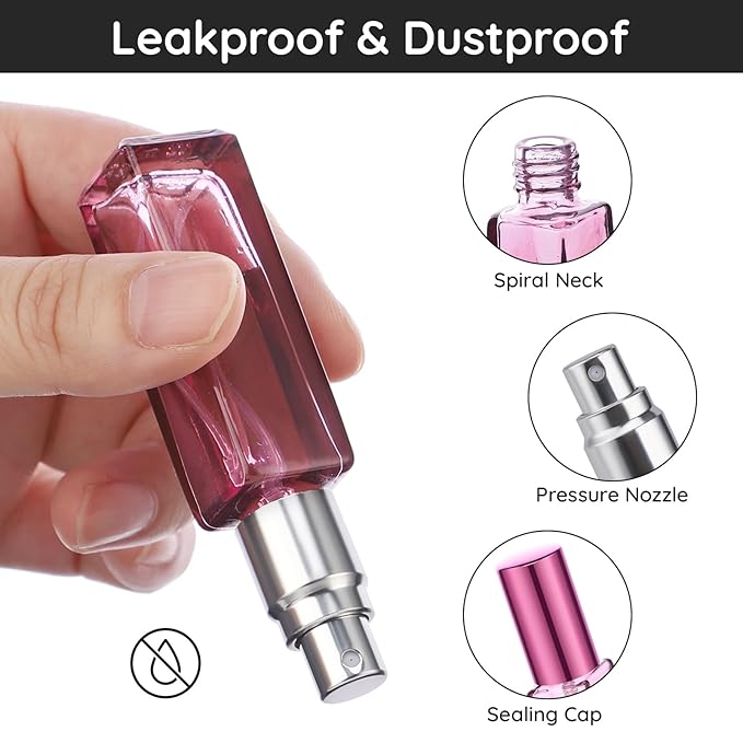 Segbeauty 5pcs Travel Refillable Atomizer, 10ML Empty Sprayer for Perfume, Mini Portable Glass Spray Bottle Dispenser for Cosmetic Accessories, Outgoing Travel Essentials