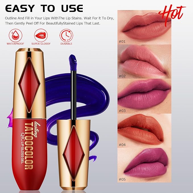 Peel Off Lip Stain -Lip Stain Peel Off Masque - Long Lasting, Waterproof and Transfer Proof Nude Lip Tint, Matte Finish Peel Off Makeup