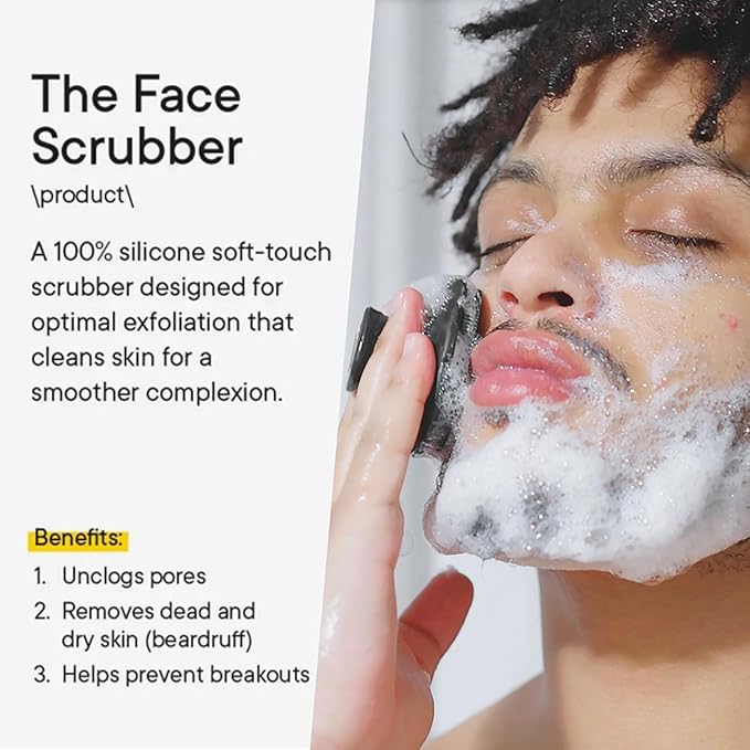 VWMYQ Face Scrubber, Silicone Face Scrubber for Men Facial Cleansing Brush Silicone Face Wash Brush Manual Waterproof Cleansing Skin Care Face Brushes for Exfoliating- Black