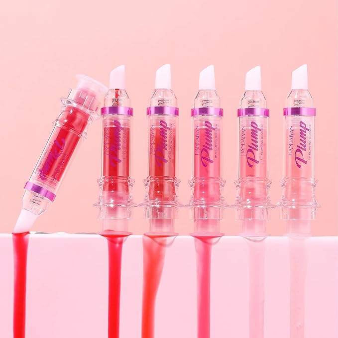 6pcs Lip Plumping Booster Gloss Set, High Shine Glossy & Pearl Effect, 6 Colors Hydrating Liquid Lipstick Set, Infused with Hot Chili Extract for Plumper Looking Lips