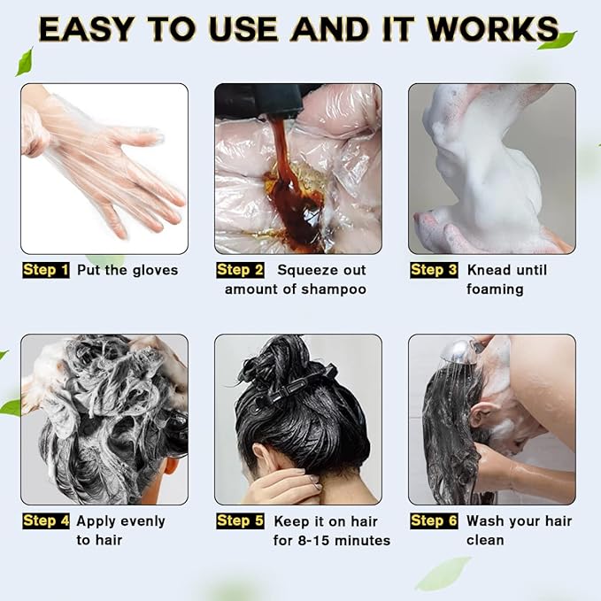 Hair Dye Shampoo Chestnut Brown Hair Color Shampoo for Gray Hair Coverage Herbal Hair Dye Shampoo 3 in 1 for Men and Women, Instant Color Shampoo