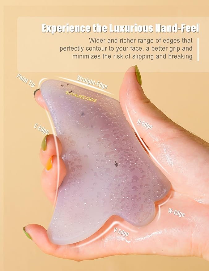 Gua Sha Stone, Gua Sha Facial Tools, Authentic Agate Stone Guasha Tool for Face Massager, Facial Sculpting Lifting Shaper, Genuine Agate Stone Patent Design