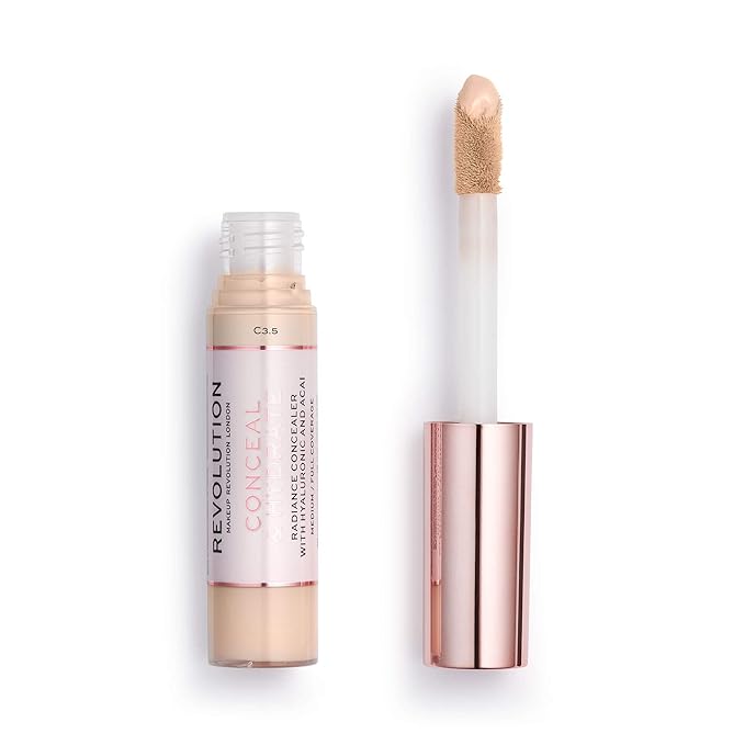 Makeup Revolution Conceal and Hydrate Concealer, Full Coverage & Matte Finish, C7.5 for Medium Skin Tones, Vegan & Cruelty-Free, 0.7 Fl Oz