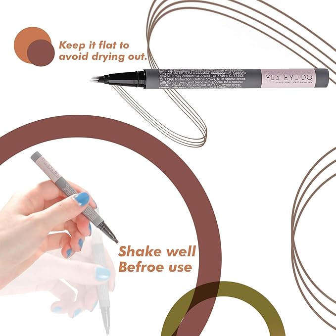 Eyebrow Pencil Medium Brown, Ultra fine Brown Eyebrow Pencil for Women, 4-Prong Fork Tip for Realistic, Natural Brows, Smudge-Proof Formula for 24h YES.EYE DO (Velvet Mocha-Medium Brown)