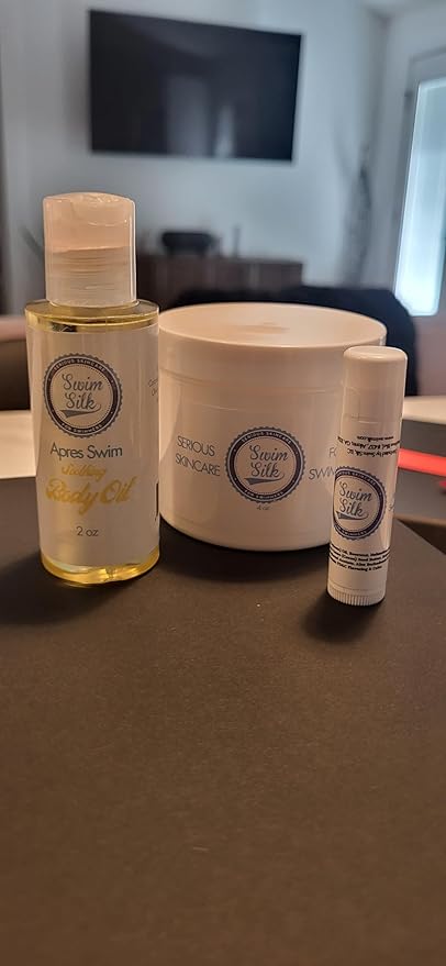 Swim Trio for Skin Protection, Hydration and Nourishment - Skin Shield, Body Oil and Lip Balm
