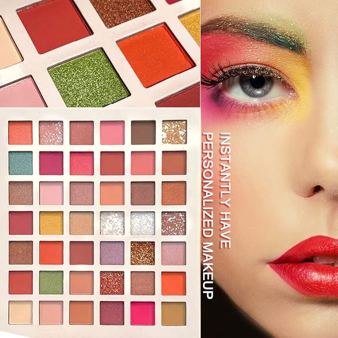 KAIQIKAIXI 42 Colors Eye shadow Palette Eye Makeup Neon Eyeshadow Palette Pallet Matte Colorful Shimmer Metallic Bright Color Pigmented Highlight Cosmetics
