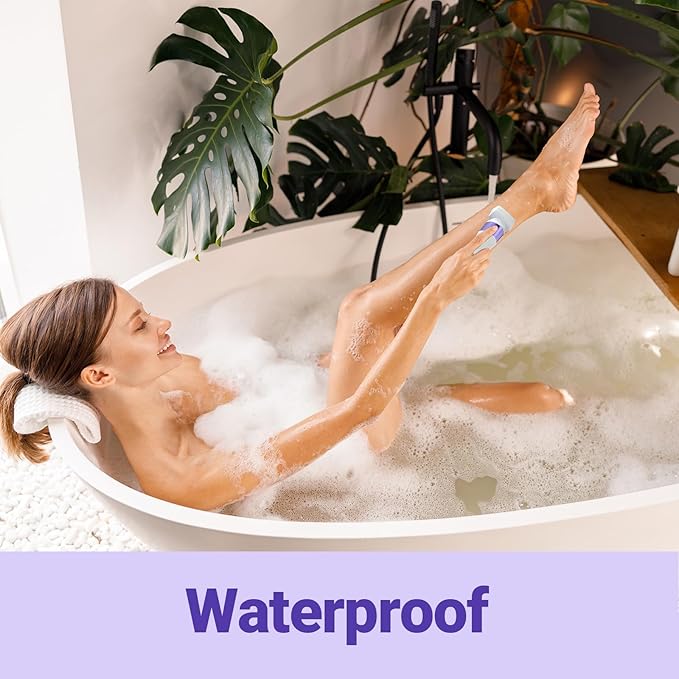 Bikini Trimmer for Women, IPX7 Waterproof Wet & Dry Electric Razors for Women, Bikini Legs Underarm Pubic Hairs Rechargeable Electric Shaver with 3 Trimmer Heads