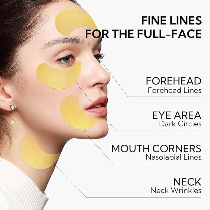 LANBENA 24K Gold Under Eye Patches(30 Pairs) -Cooling Eye Masks for Fine Lines Reduce, with Caffeine Niacinamide Tetrapeptide Hydra-Gel Collagen, Puffy Eyes & Dark Circles & Eye Bags Treatment