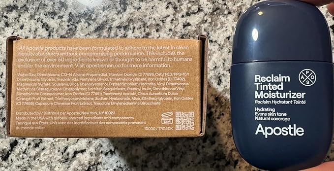 APOSTLE Reclaim Tinted Moisturizer for Men (1 Black River) - Niacinamide, Vitamin E, Squalane, Hyaluronic Acid, Tinted Face Moisturizer For Men. Hydrates, Evens Skin Tone, 1 Fl. Oz.