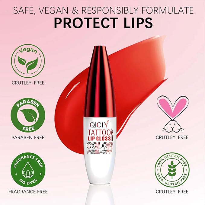 QueenDiary Lip tint Peel Off Lip Stain，Lip Stain Waterproof， Lip Tattoo Peel Off with Matte Finish, Long Lasting, Transfer-proof, Highly Pigmented Color (Vitality Stain)