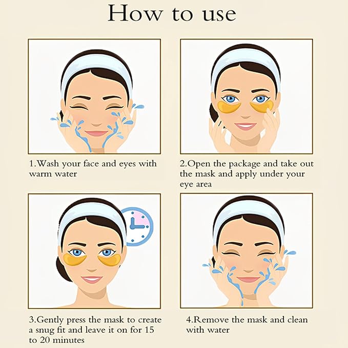 Under Eye Patches (30 Pairs) -24K Gold Eye Masks for Puffy Eyes and Dark Circles Collagen Skin Care Products,Smooth Fine Line, Nourish Skin, Gel Under Eye Patches for Women And Men