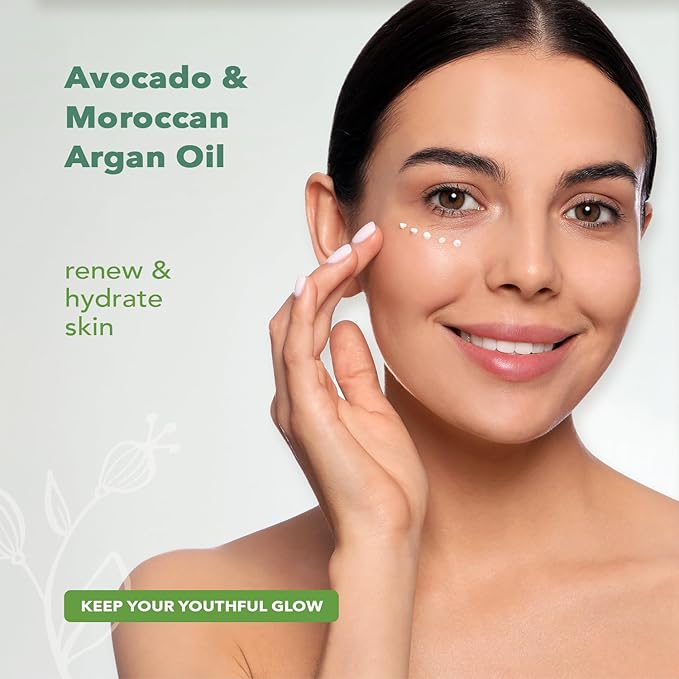 Nourish Organic Eye Treatment, Avocado & Argan – Renewing & Hydrating Under Eye Brightener with Vitamin C + Washable Cotton Round