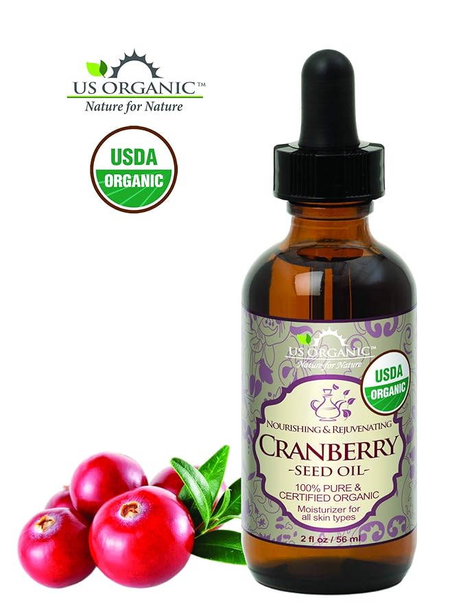 US Organic Cranberry Seed Oil, USDA Certified Organic,100% Pure & Natural, Cold Pressed Virgin, Unrefined in Amber Glass Bottle w/Glass Eyedropper for Easy Application (2 oz (56 ml))