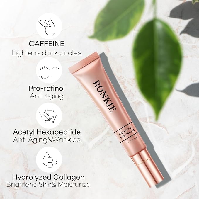 Eye Cream for Dark Circles and Puffiness: Caffeine - Retinol Cream- Anti Aging Wrinkles With Collagen Hyaluronic Acid Fine Lines Depuffer in 3-4 Weeks-15 mL