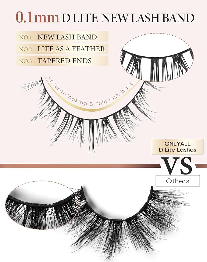 Onlyall Natural Lashes Short Eyelashes Wispy Lashes Natural Look Soft False Eyelashes False Eye Lashes Faux Mink Eyelashes 7 Pairs D2
