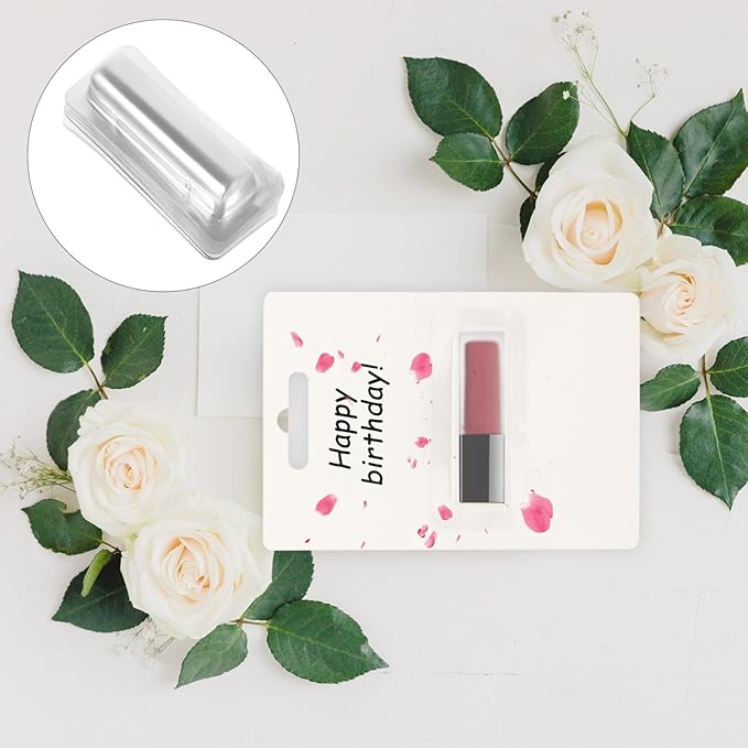 SEWACC 30pcs Clear Plastic Lip Balm Pouches Clear Lipstick Holder Money Card Holder Transparent Lip Balm Window Holder Plastic Domes for Lip Balm