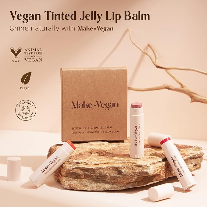 Vegan Tinted, Lip Moisturizer Gifts Sets & Hydrating Lip Balm Set, Natural Lip Balm for Dry Cracked with Argan Oil, Sunflower Oil and Hyaluronic, Not Tested on Animals (3 Packs)