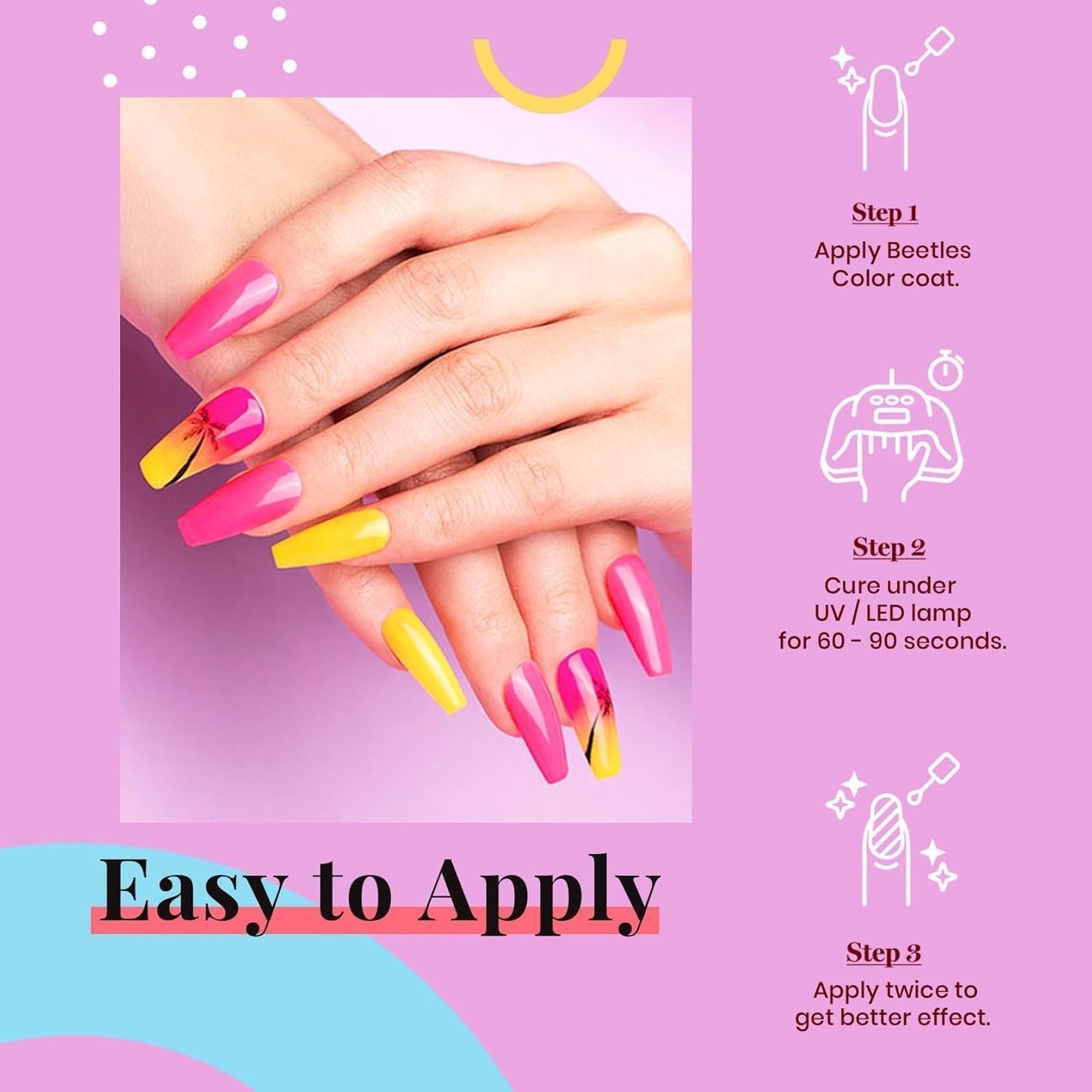 Beetles Hot Pink Gel Nail Polish 1Pcs 15ml Neon Pink Gel Nail Polish Bright Color Soak Off Uv LED Nail Lamp for Women DIY Manicure Gifts for Mom