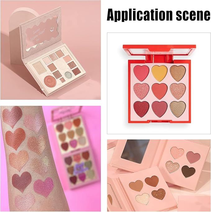 CHGCRAFT 300Pcs Empty Heart Metal Pans Size 19.5mm for Eyeshadow Palette Makeup Palette Sliver