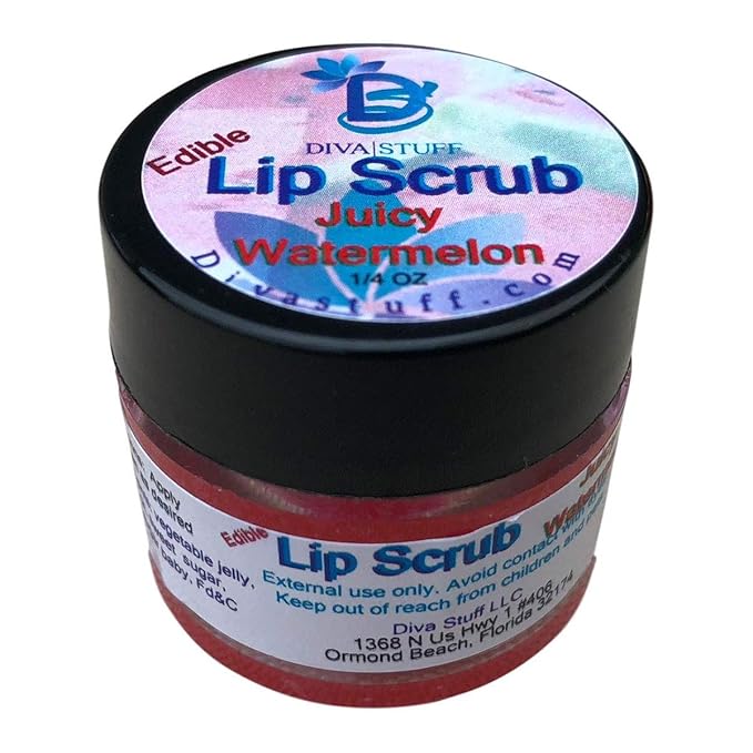 Diva Stuff Ultra Hydrating Lip Scrub for Soft Lips, Gentle Exfoliation, Moisturizer & Conditioner, Juicy Watermelon – ¼ oz (Made in the USA)