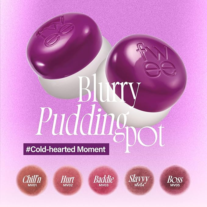Lip&Cheek Blurry Pudding Pot | Cold-hearted Moment - Chill'n | Makeup Blush, Buildable Lightweight, Multi-Use Soft Matte Finish | 5g